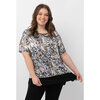 Cap-sleeve top with contrast banded hem - Safari cats - Plus Size - 4