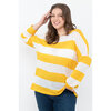 Lightweight boatneck drop-shoulder sweater - Yellow nautical stripes - Plus Size - 4