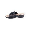 Wedge slip-on sandals with floral appliqué - Black, size 5 - 3