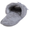 Faux fur open toe slippers with satin bow & jewel - Grey - 4