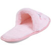 Faux fur open toe slippers with satin bow & jewel - Pink - 4