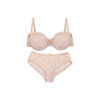 Full coverage lace underwire bra set with cheeky panty, off white - Plus Size