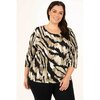Printed crew neck blouse with 3/4 sleeves - Sage green - Plus Size - 2