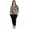 Printed crew neck blouse with 3/4 sleeves - Sage green - Plus Size - 3