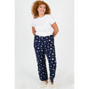 Charmour - Silky touch PJ pants - Straight leg - All over print - White hearts - Plus Size