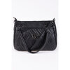 Faux leather shoulder bag with removable crossbody strap - Black