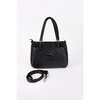 Faux leather shoulder bag with removable crossbody strap - Black - 2