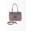 Faux leather shoulder bag with removable crossbody strap - Grey - 2