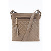 Quilted crossbody bag with tassel accent - Taupe