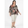 Crew-neck floral print blouse, red flowers - Plus Size - 3