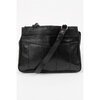 Leather shoulder bag with multiple compartments