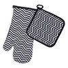 Silicone oven mitt & pot holder set - Black - 2
