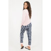 Ultra soft pyjama set, holiday theme pink and blue plaid - 2