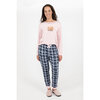 Ultra soft pyjama set, holiday theme pink and blue plaid - 3