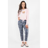 Ultra soft pyjama set, holiday theme pink and blue plaid - 4