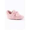 Women's ankle bootie plush slippers with pom poms