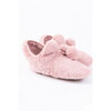 Women's ankle bootie plush slippers with pom poms - 2