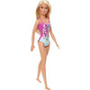 Mattel - Barbie - Poupée de plage, maillot de bain fleuri rose