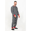 Men's one-piece fleece pyjama onesie - White buffalo plaid - 2