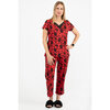 Silky touch capri PJ set with lace - Black roses