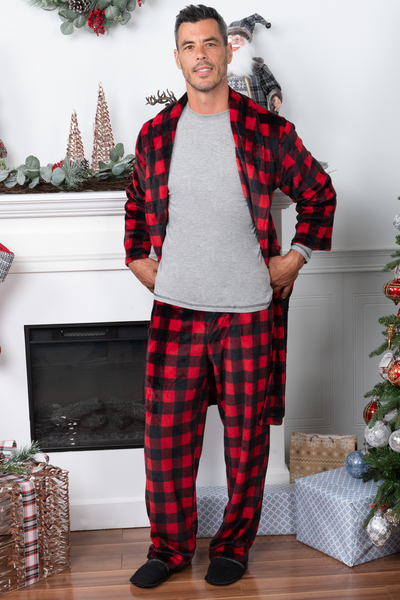 FollowMe 45902-1A-S Polar Fleece Pajama Pants for Men/Sleepwear/PJs, Red Buffalo  Plaid, Small at  Men's Clothing store