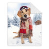 Printed photoreal throw with sherpa backing, 48"x60" - Ski dog