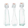 Tablecraft - Set of 3 resealable, recycled glass bottles with swing top stoppers