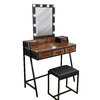 Deluxe vanity set with dressing table, dimmable LED lights, mirror and padded stool