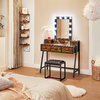 Deluxe vanity set with dressing table, dimmable LED lights, mirror and padded stool - 8