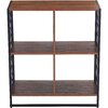 Free-standing 2-tier shelving unit, 4-cube, wood grain and metal wire mesh - 3