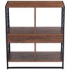 Free-standing 2-tier shelving unit, 4-cube, wood grain and metal wire mesh - 5