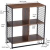 Free-standing 2-tier shelving unit, 4-cube, wood grain and metal wire mesh - 6