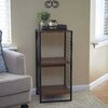 Free-standing 2-tier shelving unit, 2-cube, wood grain and metal wire mesh - 2