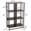 Free-standing 3-tier shelving unit, 6-cube, wood grain and metal wire mesh - 3
