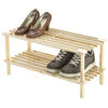 Natural wood 2-tier slatted shoe rack - 6 pairs