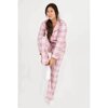Charmour - Ens. de pyjama en polaire avec bas - Carreaux roses