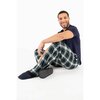 Stretch knit, straight-leg pyjama pants - Green tartan - 2