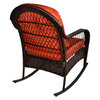 Outdoor rattan rocking chair with red cushions - 3