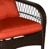 Outdoor rattan rocking chair with red cushions - 4