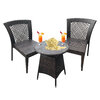 Outdoor wicker patio dining set, 3pcs - 3