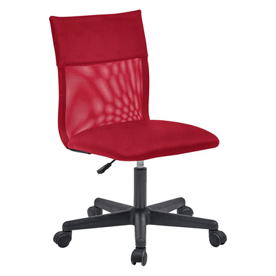 Chaise roulante de bureau mi-bureau en maille ergonomique noir et rouge