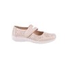 Perforated Mary Jane comfort flats with velcro straps