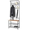 Metal entryway coat rack bench with shoe storage shelves - 3