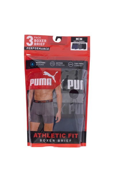 PUMA - Men's athletic fit performance boxer briefs, pk. of 3. Colour: navy  blue. Size: m