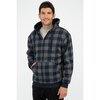 Sherpa lined full-zip hoodie - Navy & blue buffalo checks