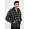 Sherpa lined full-zip hoodie - Navy & blue buffalo checks - 3