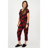 Charmour - Ens. de pyjama capri avec dentelle et pendentif - Fleuri rouge - 2
