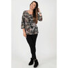 Scoop neck printed knit top with 3/4 sleeves - Palm print