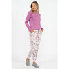 Charmour - Pantalon de pyjama jogger - Bonhommes de neige roses
