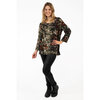 Judy Logan - Wide neck printed top with 3/4 sleeves - Fall roses